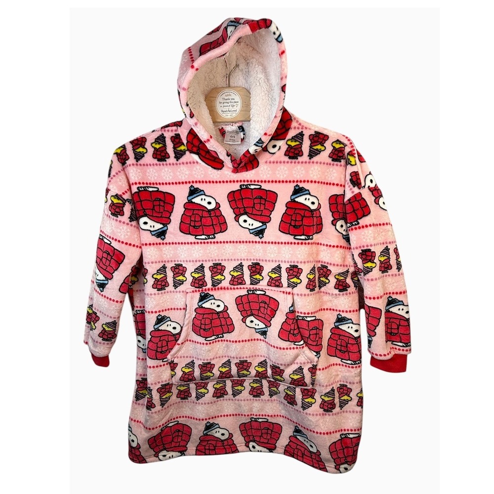 Peanuts Snoopy Woodstock Pink Wearable Blanket Hoodie One Size NWT Cozy Fleece